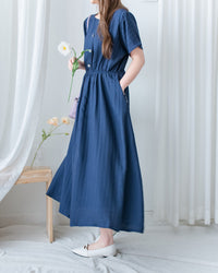 [intent label/ intent 製]  Alice Dress 前後兩穿單排鈕質感暗條紋連身裙 / DSA8010