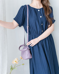 [intent label/ intent 製]  Alice Dress 前後兩穿單排鈕質感暗條紋連身裙 / DSA8010