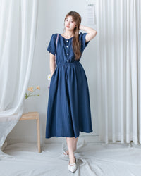 [intent label/ intent 製]  Alice Dress 前後兩穿單排鈕質感暗條紋連身裙 / DSA8010