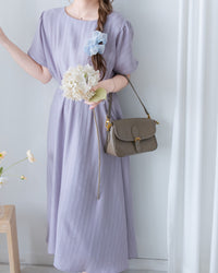 [intent label/ intent 製]  Alice Dress 前後兩穿單排鈕質感暗條紋連身裙 / DSA8010