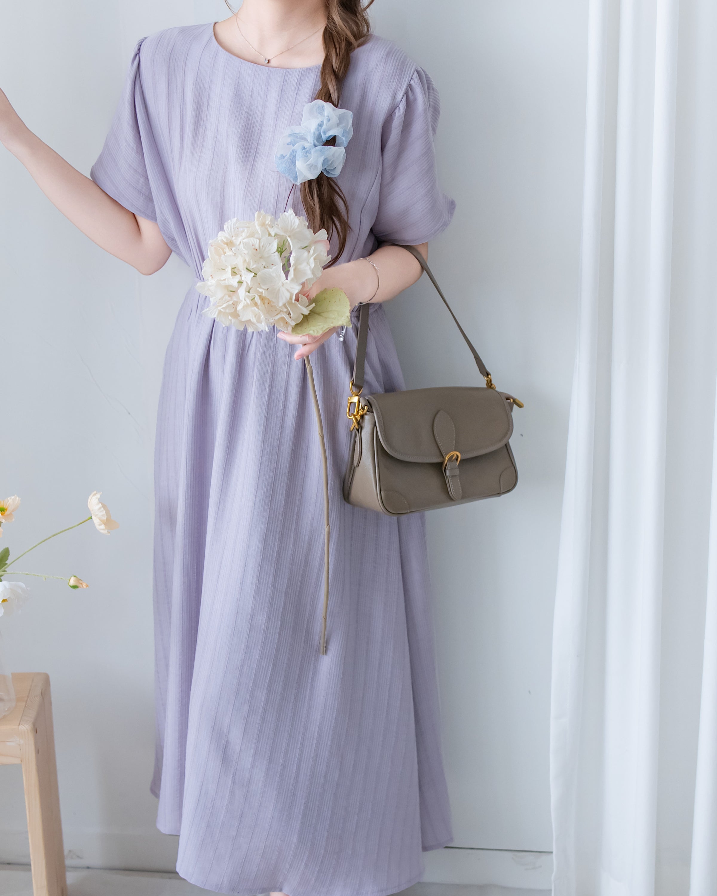 [intent label/ intent 製]  Alice Dress 前後兩穿單排鈕質感暗條紋連身裙 / DSA8010