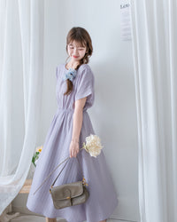 [intent label/ intent 製]  Alice Dress 前後兩穿單排鈕質感暗條紋連身裙 / DSA8010