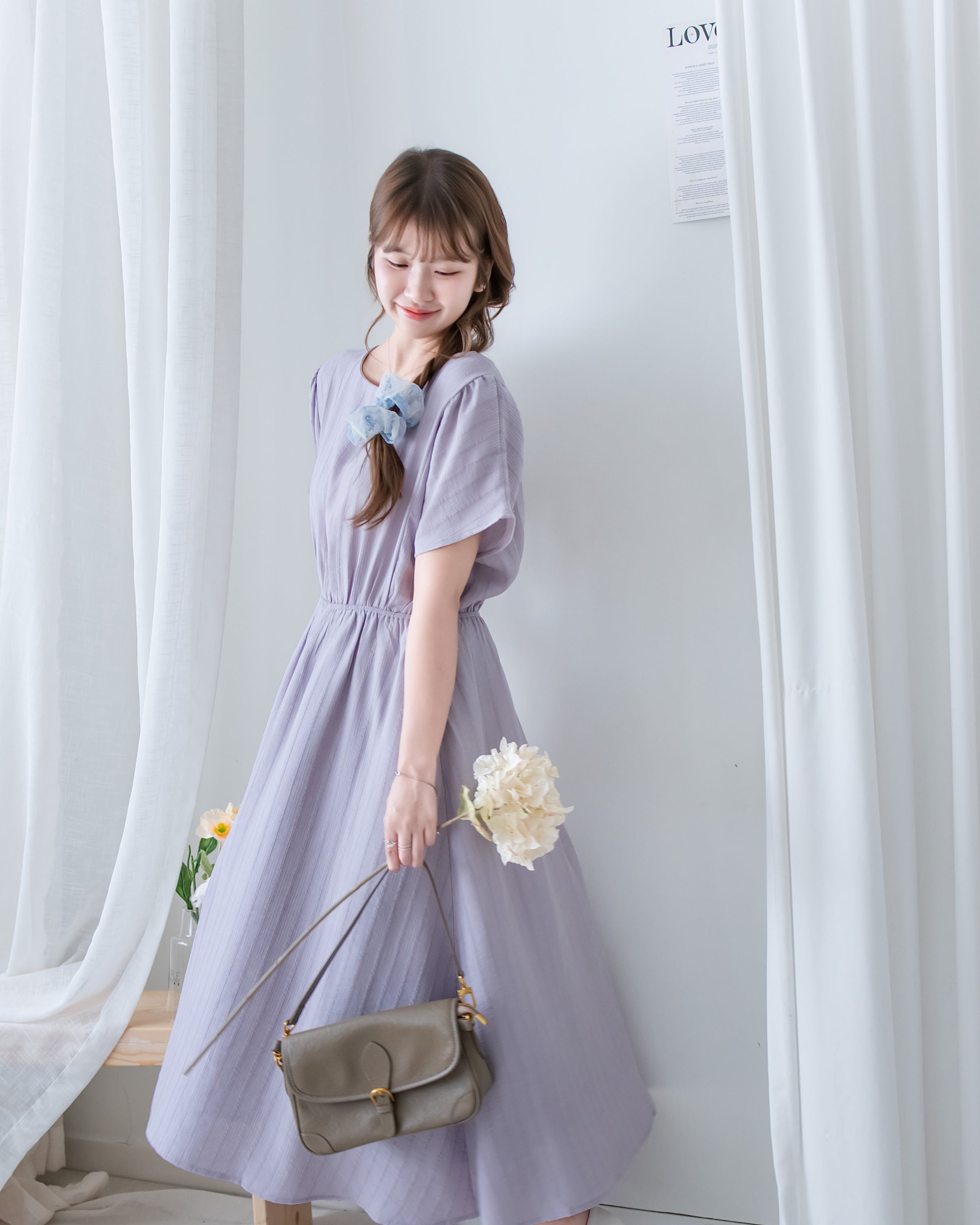 [intent label/ intent 製]  Alice Dress 前後兩穿單排鈕質感暗條紋連身裙 / DSA8010