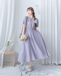 [intent label/ intent 製]  Alice Dress 前後兩穿單排鈕質感暗條紋連身裙 / DSA8010
