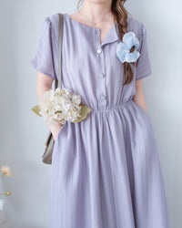[intent label/ intent 製]  Alice Dress 前後兩穿單排鈕質感暗條紋連身裙 / DSA8010