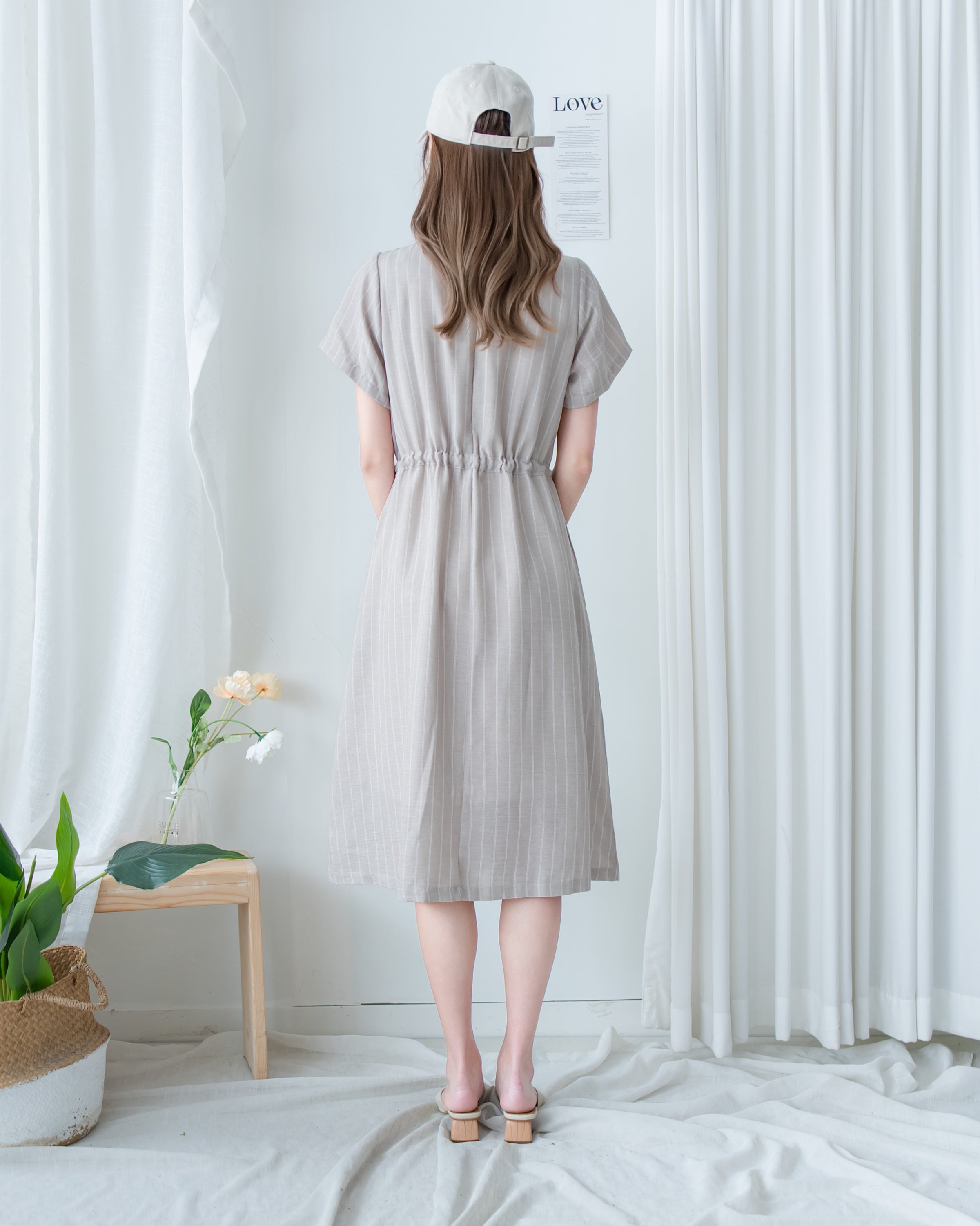 [intent label/ intent 製] Stripe Dress 法式細條親膚棉感口袋連身裙/ DSA8009