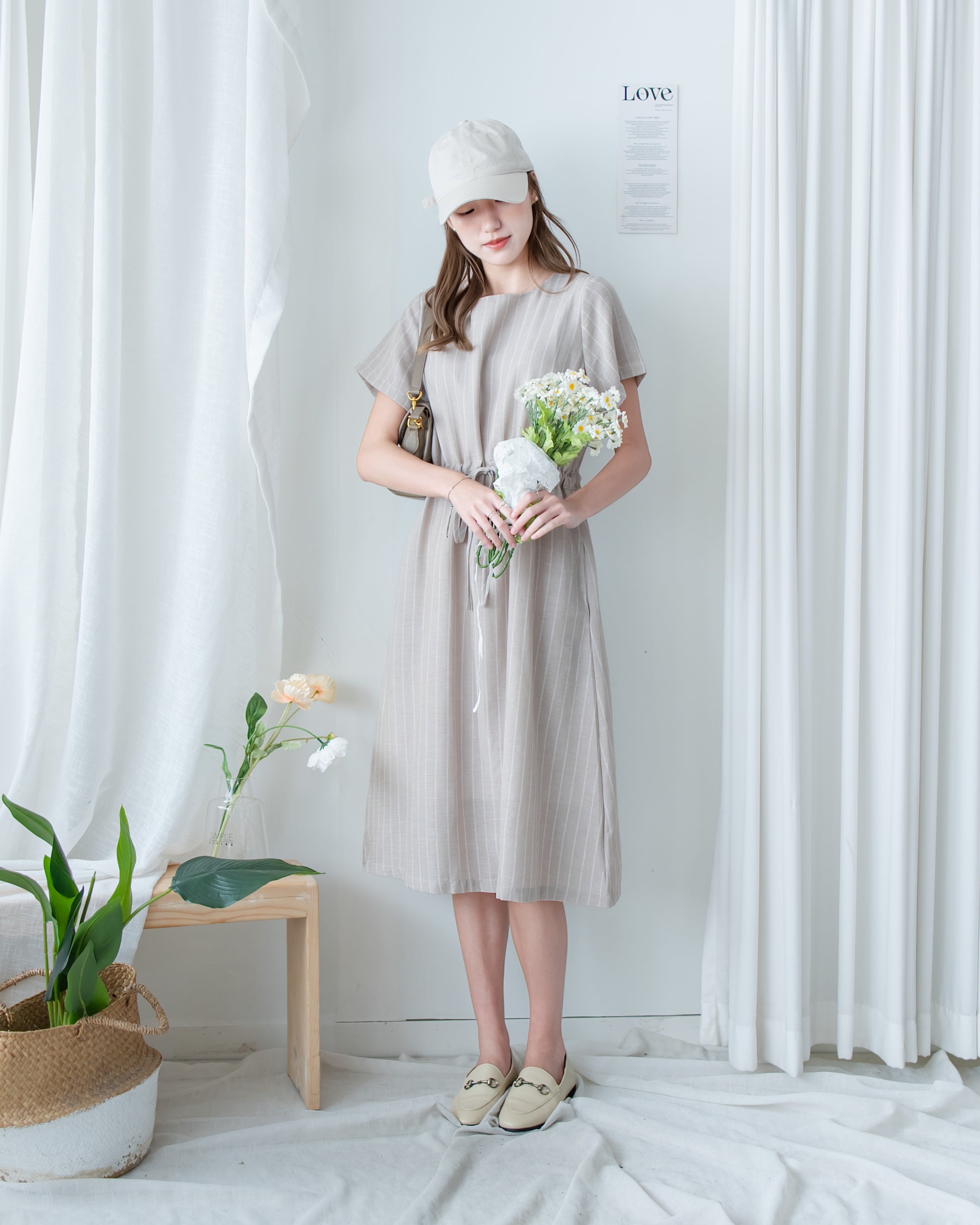 [intent label/ intent 製] Stripe Dress 法式細條親膚棉感口袋連身裙/ DSA8009