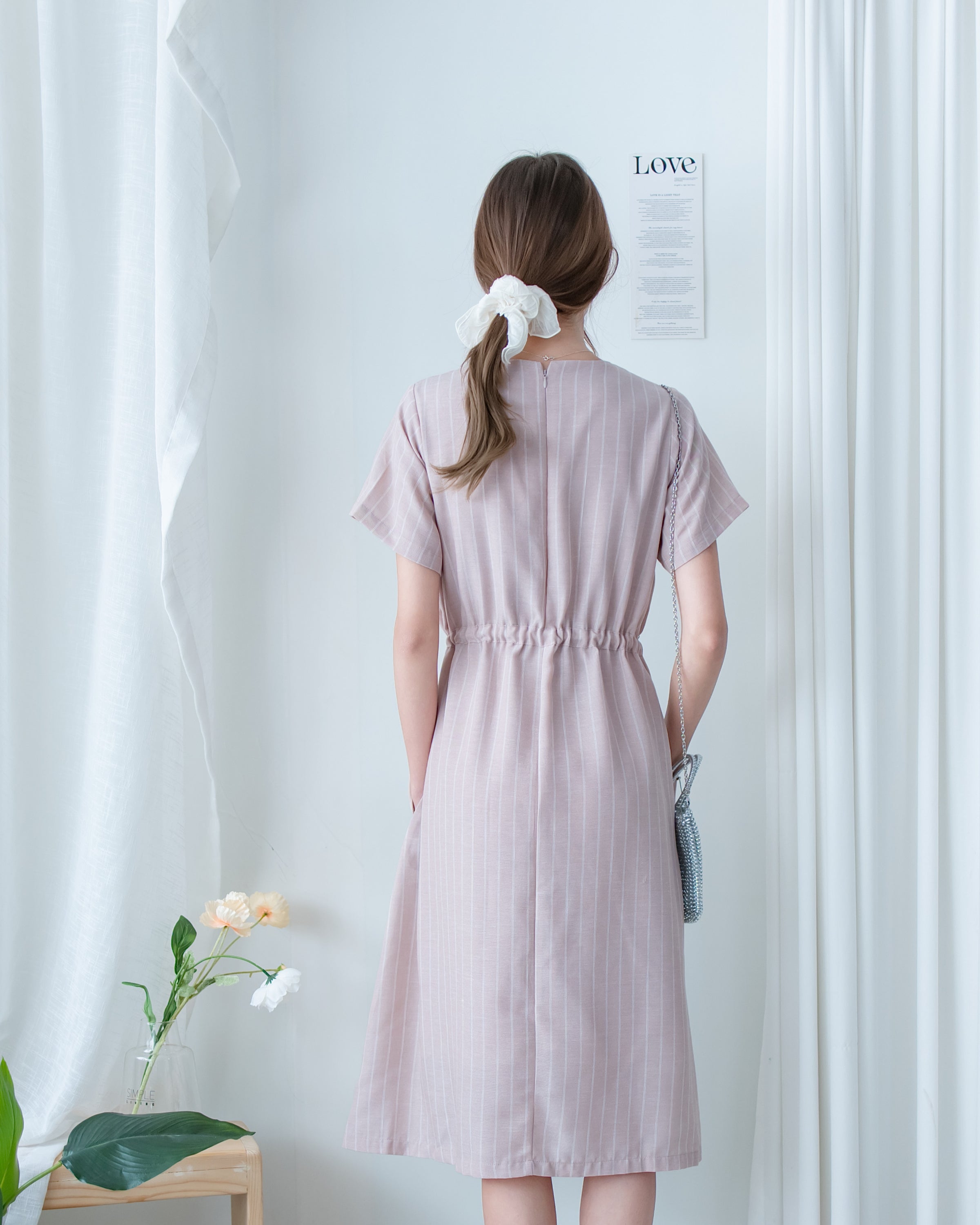 [intent label/ intent 製] Stripe Dress 法式細條親膚棉感口袋連身裙/ DSA8009