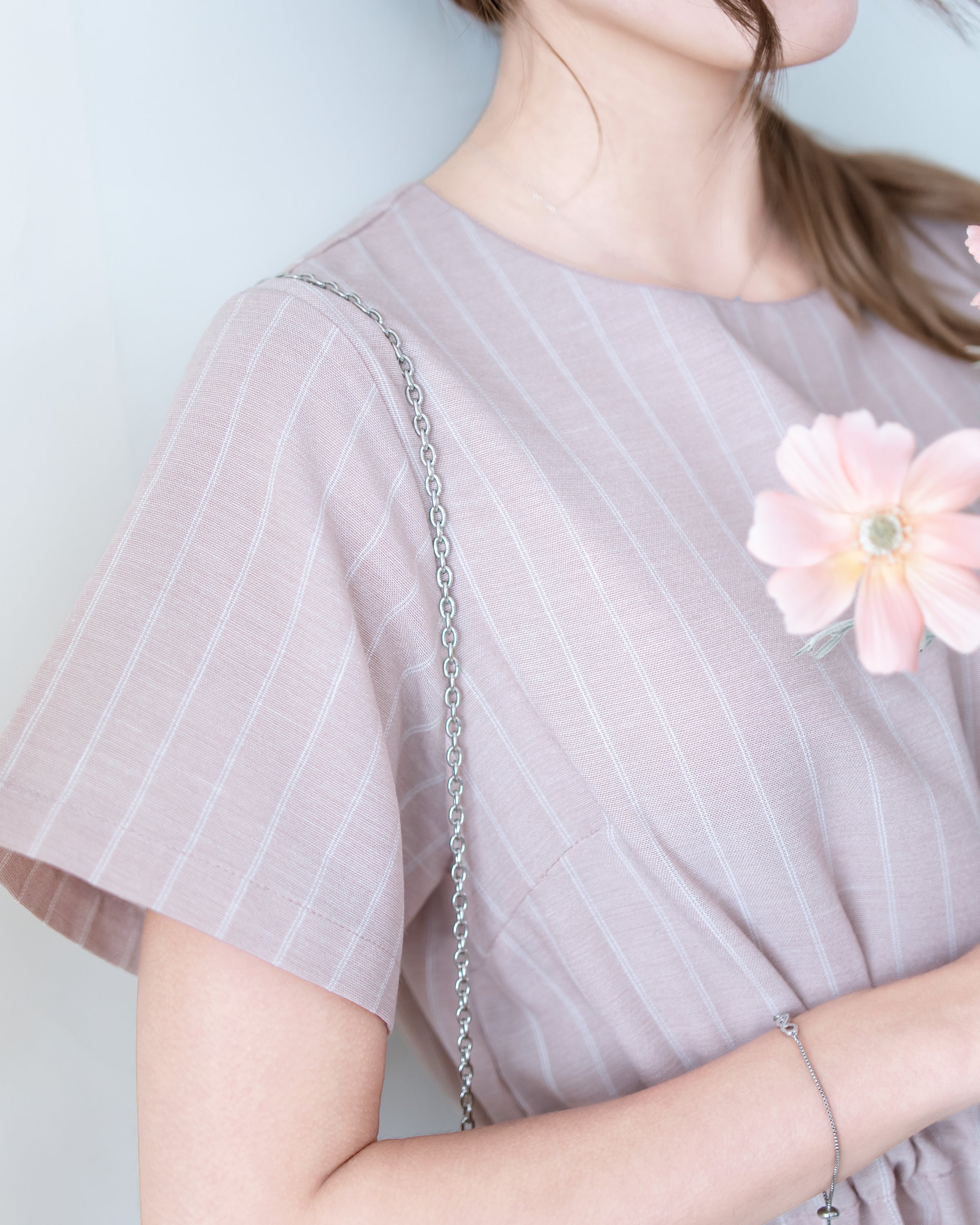 [intent label/ intent 製] Stripe Dress 法式細條親膚棉感口袋連身裙/ DSA8009