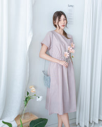 [intent label/ intent 製] Stripe Dress 法式細條親膚棉感口袋連身裙/ DSA8009
