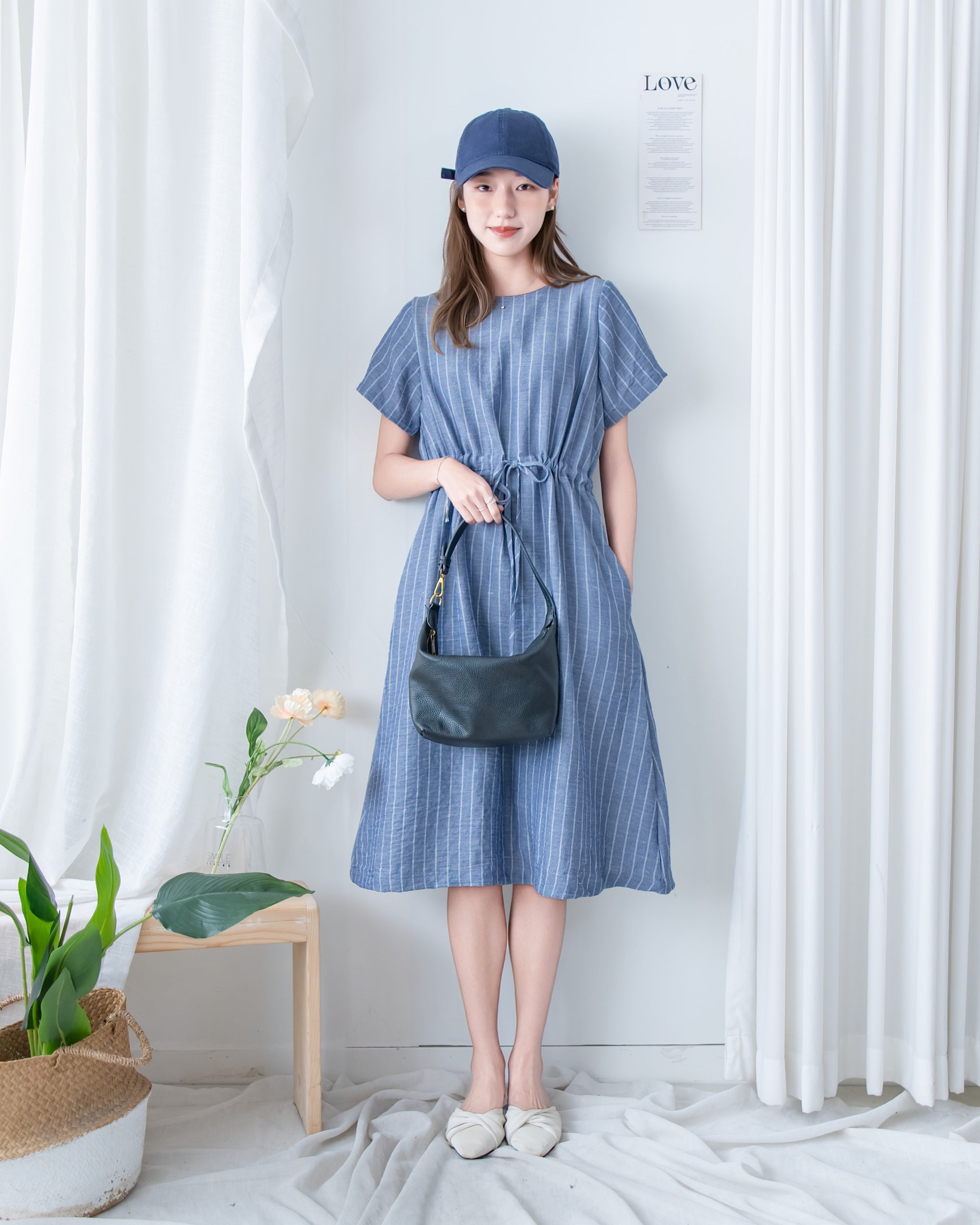 [intent label/ intent 製] Stripe Dress 法式細條親膚棉感口袋連身裙/ DSA8009