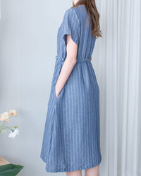[intent label/ intent 製] Stripe Dress 法式細條親膚棉感口袋連身裙/ DSA8009