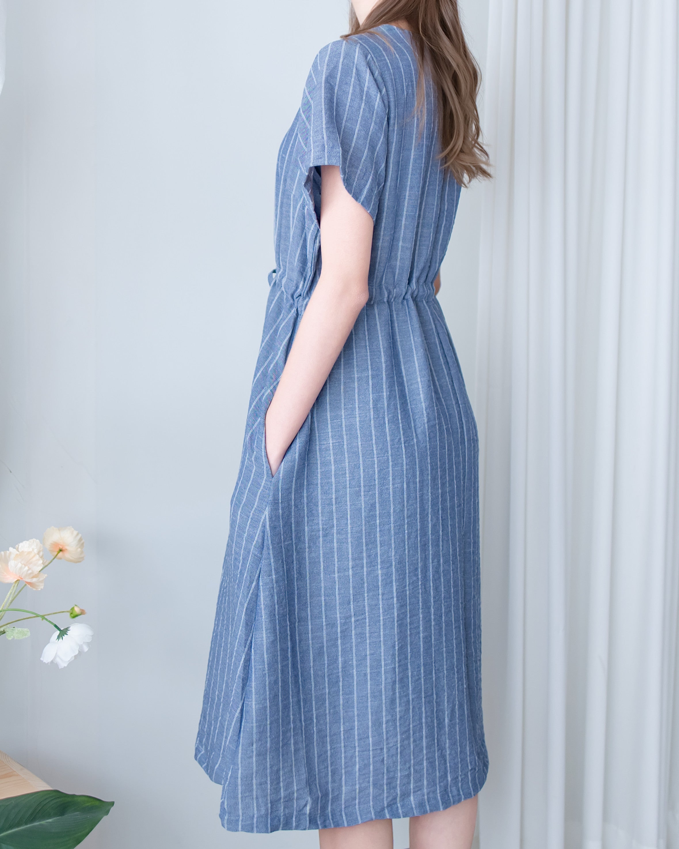 [intent label/ intent 製] Stripe Dress 法式細條親膚棉感口袋連身裙/ DSA8009