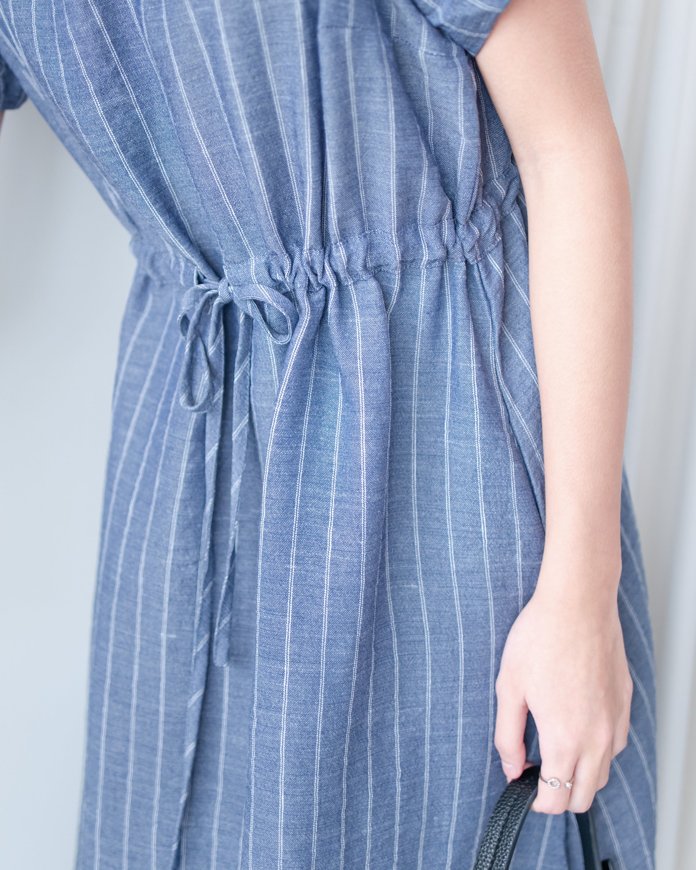 [intent label/ intent 製] Stripe Dress 法式細條親膚棉感口袋連身裙/ DSA8009