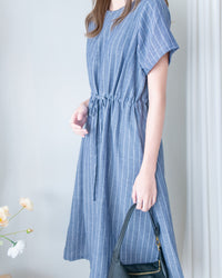 [intent label/ intent 製] Stripe Dress 法式細條親膚棉感口袋連身裙/ DSA8009