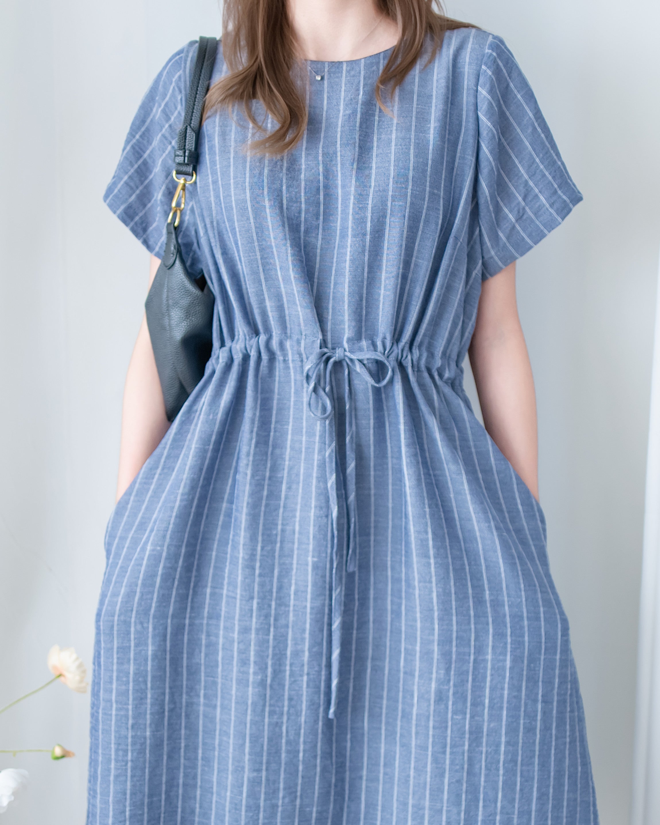 [intent label/ intent 製] Stripe Dress 法式細條親膚棉感口袋連身裙/ DSA8009