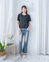 Pearl Blouse 小香風珍珠扣十字紋上衣/TP9239