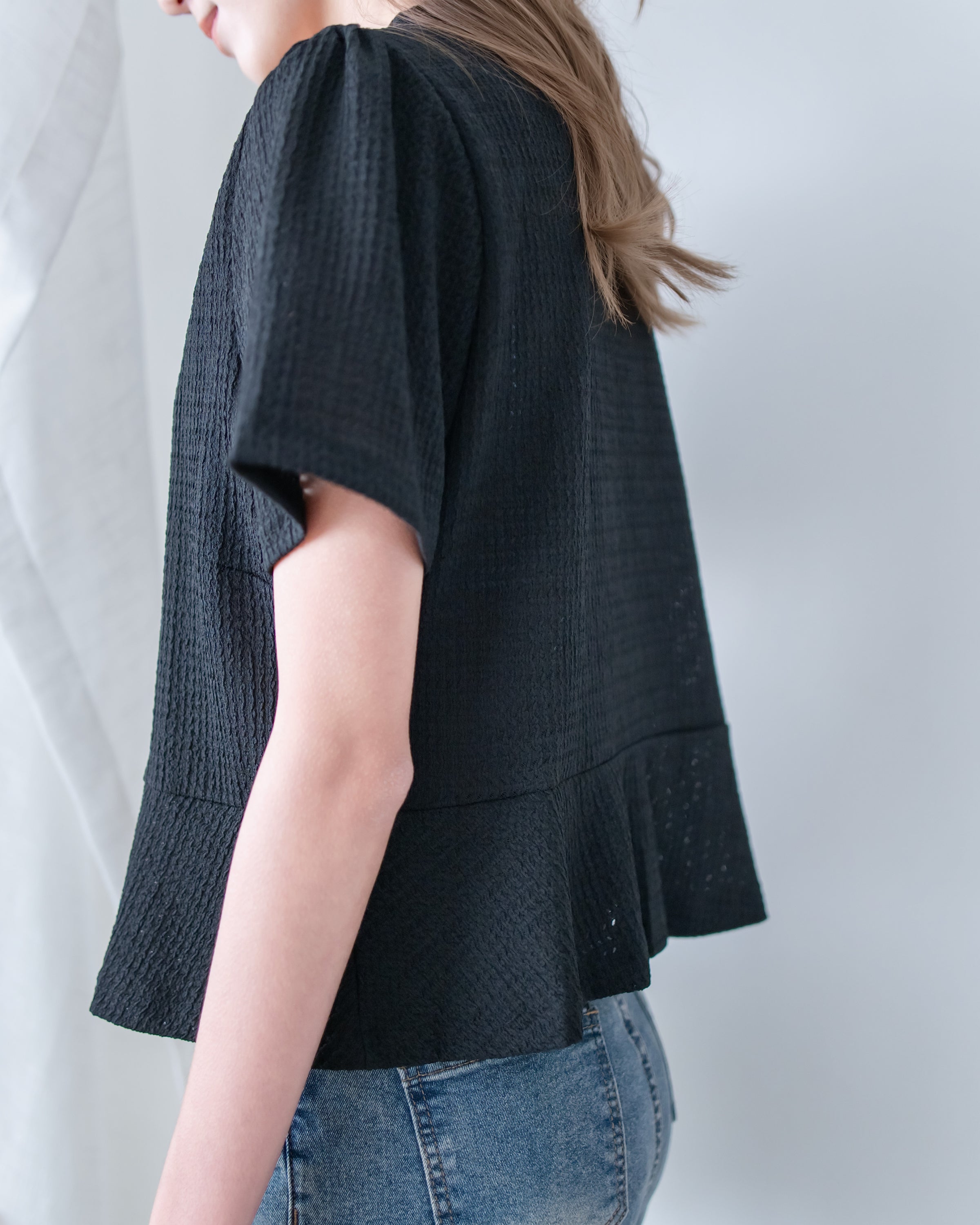 Pearl Blouse 小香風珍珠扣十字紋上衣/TP9239