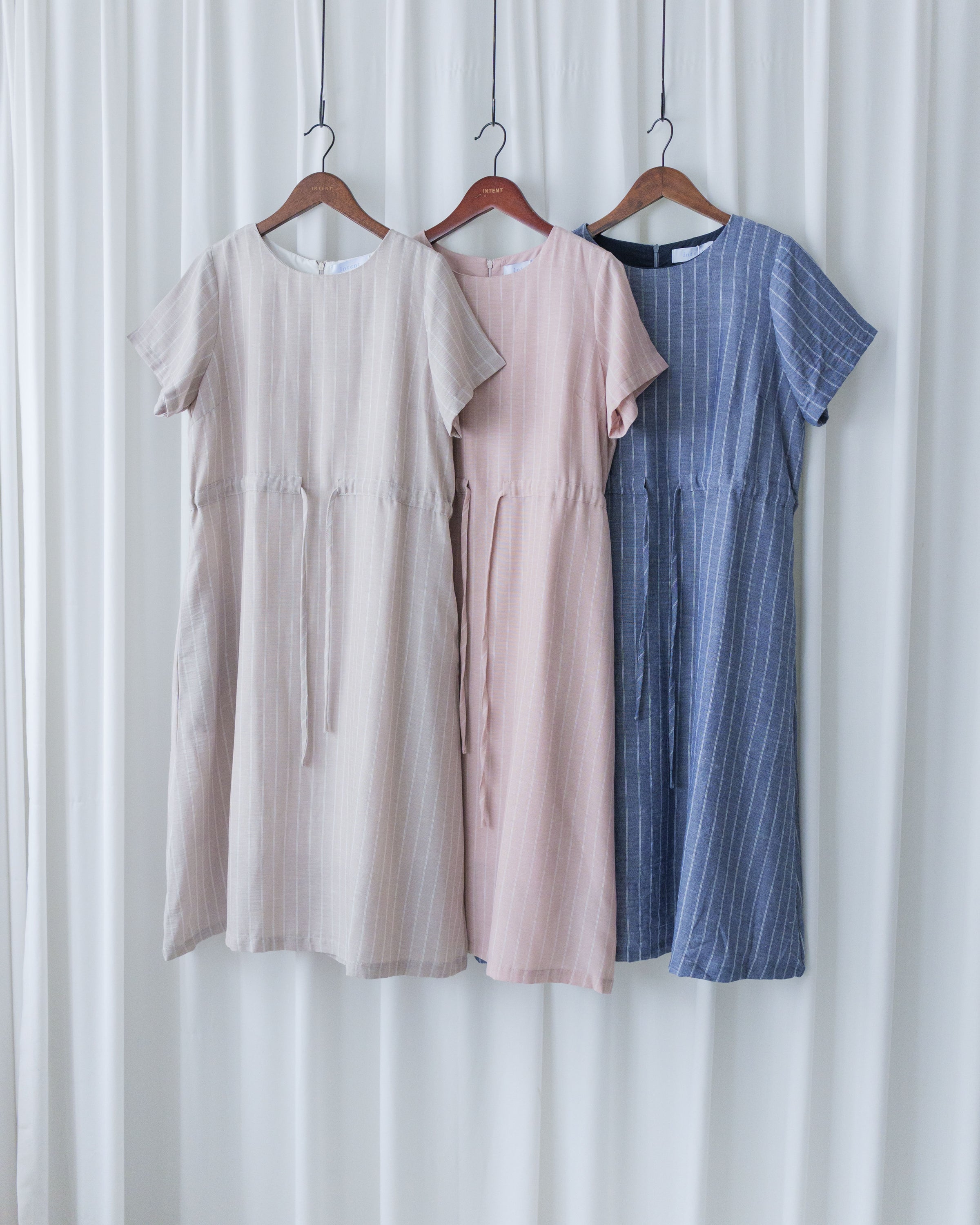 [intent label/ intent 製] Stripe Dress 法式細條親膚棉感口袋連身裙/ DSA8009