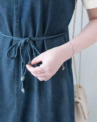 Denim Vest Dress 前中線綁帶牛仔背心裙/ DS1174