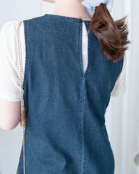 Denim Vest Dress 前中線綁帶牛仔背心裙/ DS1174