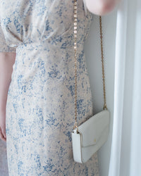 Floral line Dress 線條青花印花弧腰線連身裙/ DS1171