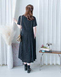 Tonal Check Dress 編織提花拼接側傘形連身裙/ DS1177