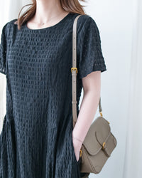 Tonal Check Dress 編織提花拼接側傘形連身裙/ DS1177