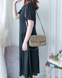 Tonal Check Dress 編織提花拼接側傘形連身裙/ DS1177