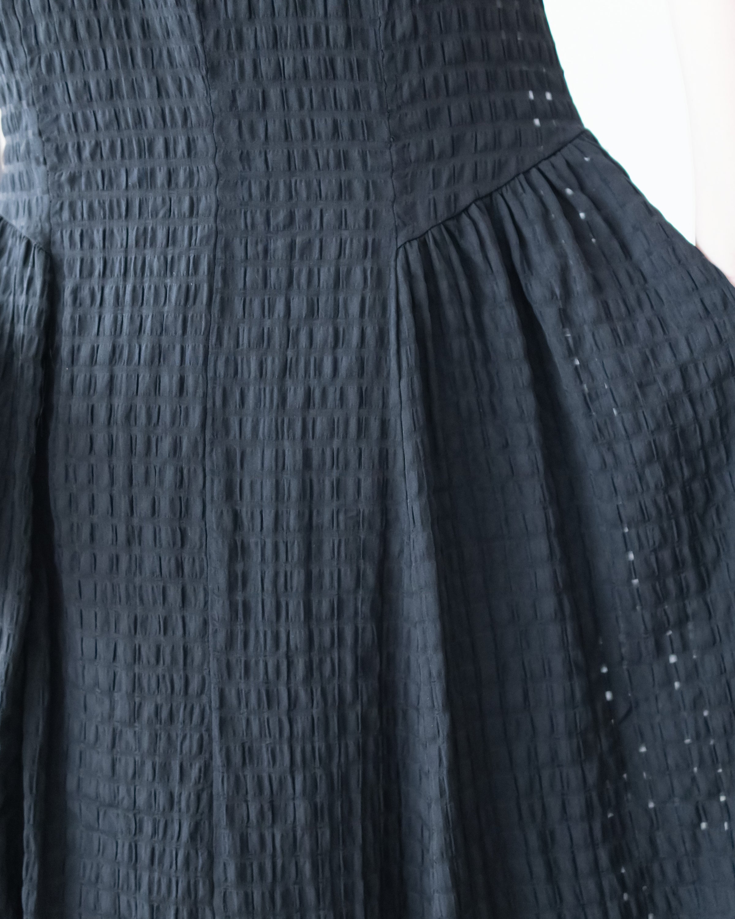 Tonal Check Dress 編織提花拼接側傘形連身裙/ DS1177