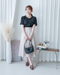 French Pocket Skirt 前褶微挺高腰口袋傘裙/ SK8951
