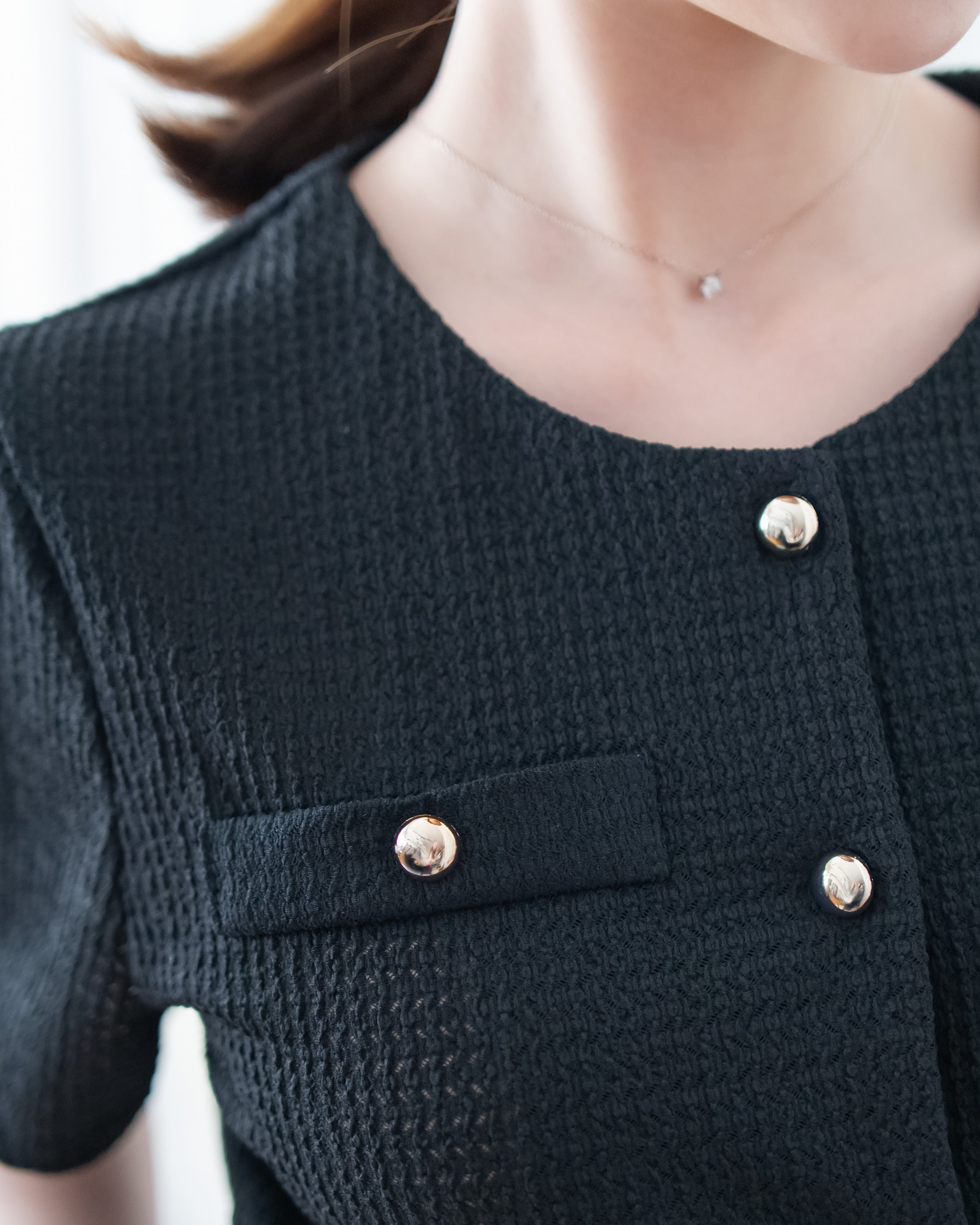 Tweed Cardigan 法式小香風金扣短袖上衣/ BU9152