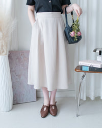 French Pocket Skirt 前褶微挺高腰口袋傘裙/ SK8951