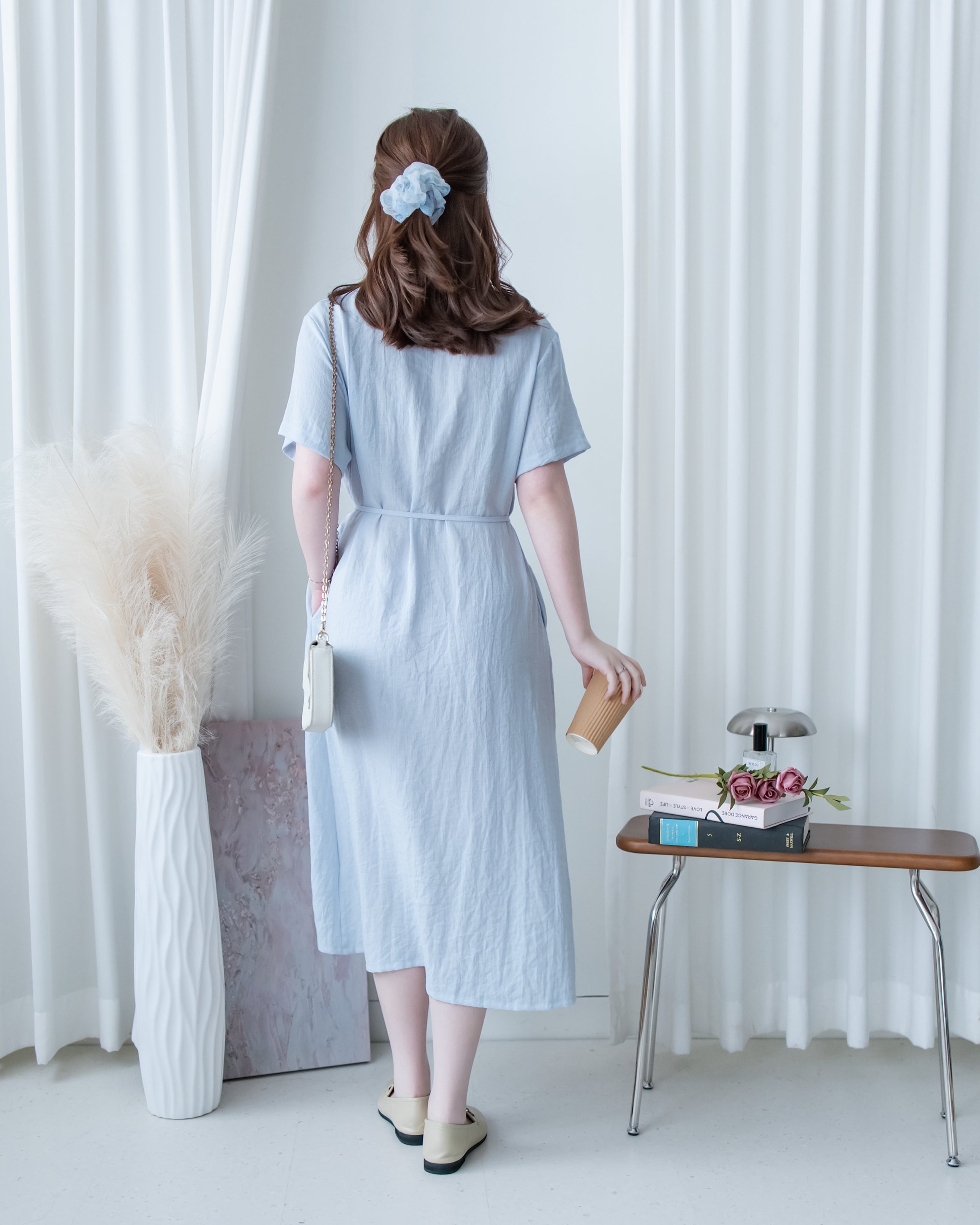 [intent label/ intent 製] Anden Shirt Dress 舒適柔軟下排假鈕扣恤衫連身裙/ DSA8011