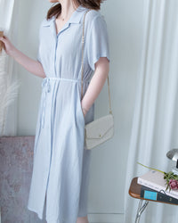 [intent label/ intent 製] Anden Shirt Dress 舒適柔軟下排假鈕扣恤衫連身裙/ DSA8011