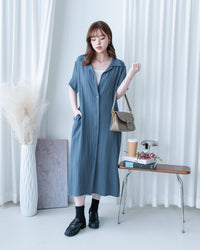 [intent label/ intent 製] Anden Shirt Dress 舒適柔軟下排假鈕扣恤衫連身裙/ DSA8011