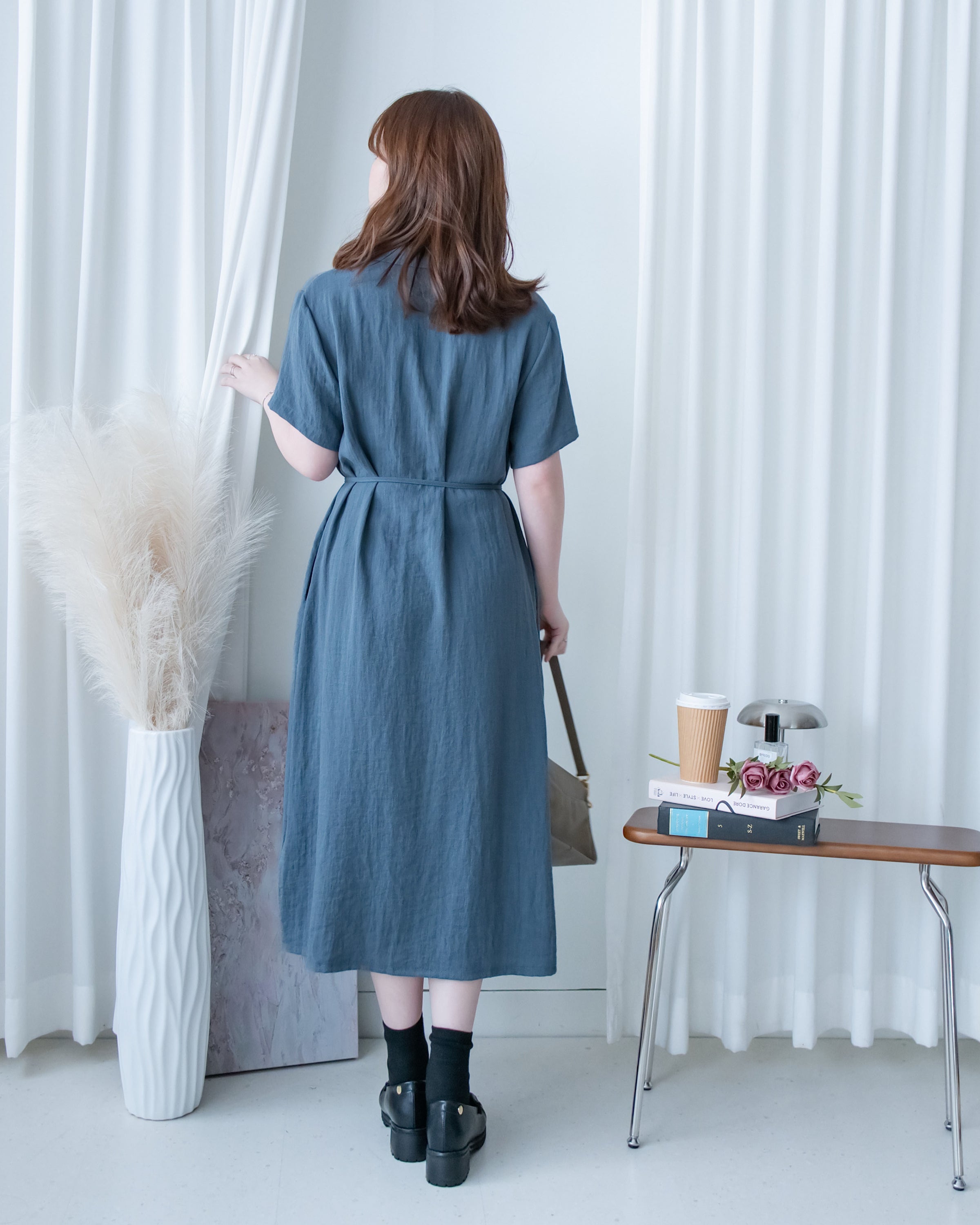[intent label/ intent 製] Anden Shirt Dress 舒適柔軟下排假鈕扣恤衫連身裙/ DSA8011