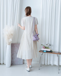 Tonal Check Dress 編織提花拼接側傘形連身裙/ DS1177