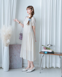 Tonal Check Dress 編織提花拼接側傘形連身裙/ DS1177