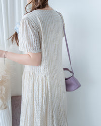 Tonal Check Dress 編織提花拼接側傘形連身裙/ DS1177