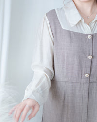 Spliced Mocha Dress 假兩件莫卡拼接恤衫連身裙/ DS1179