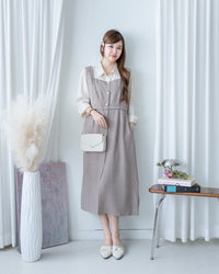 Spliced Mocha Dress 假兩件莫卡拼接恤衫連身裙/ DS1179