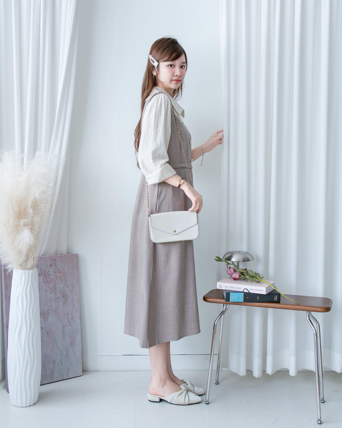 Spliced Mocha Dress 假兩件莫卡拼接恤衫連身裙/ DS1179