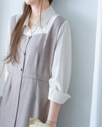 Spliced Mocha Dress 假兩件莫卡拼接恤衫連身裙/ DS1179