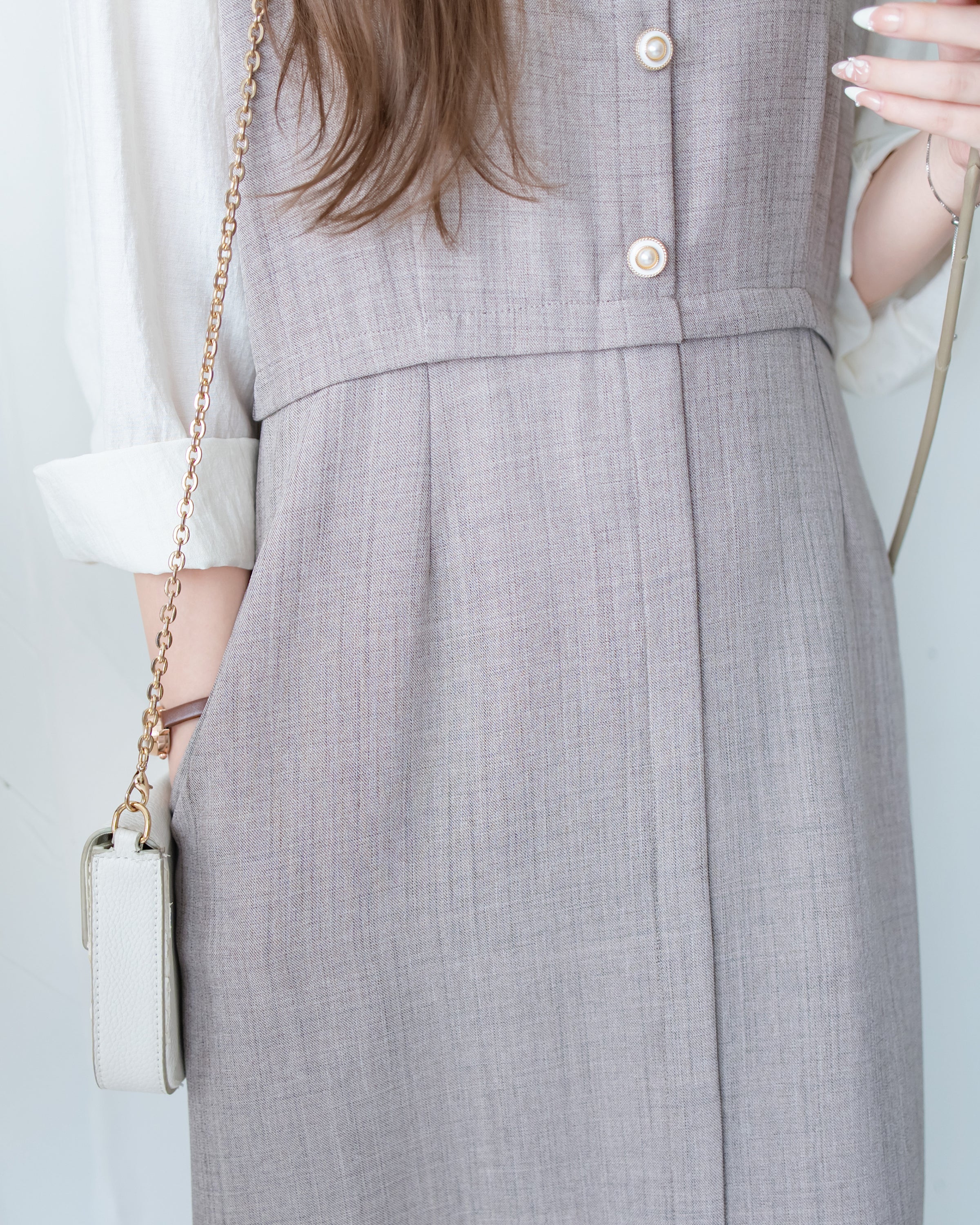 Spliced Mocha Dress 假兩件莫卡拼接恤衫連身裙/ DS1179
