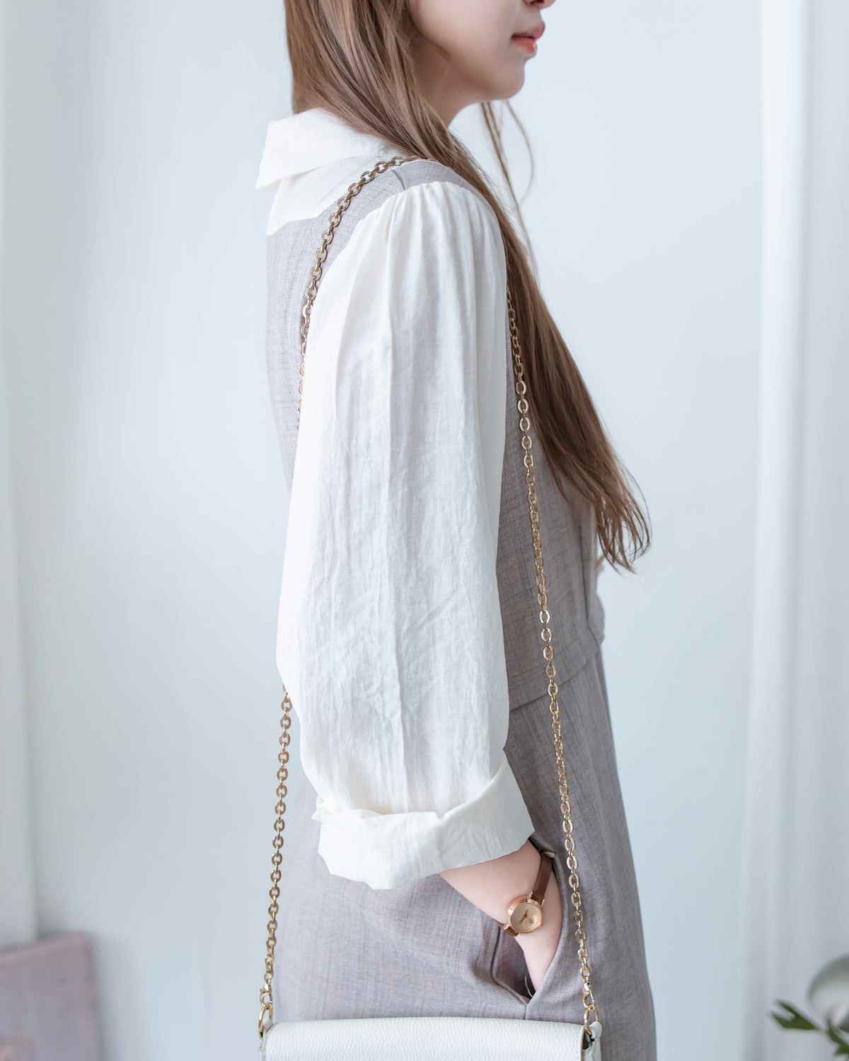 Spliced Mocha Dress 假兩件莫卡拼接恤衫連身裙/ DS1179