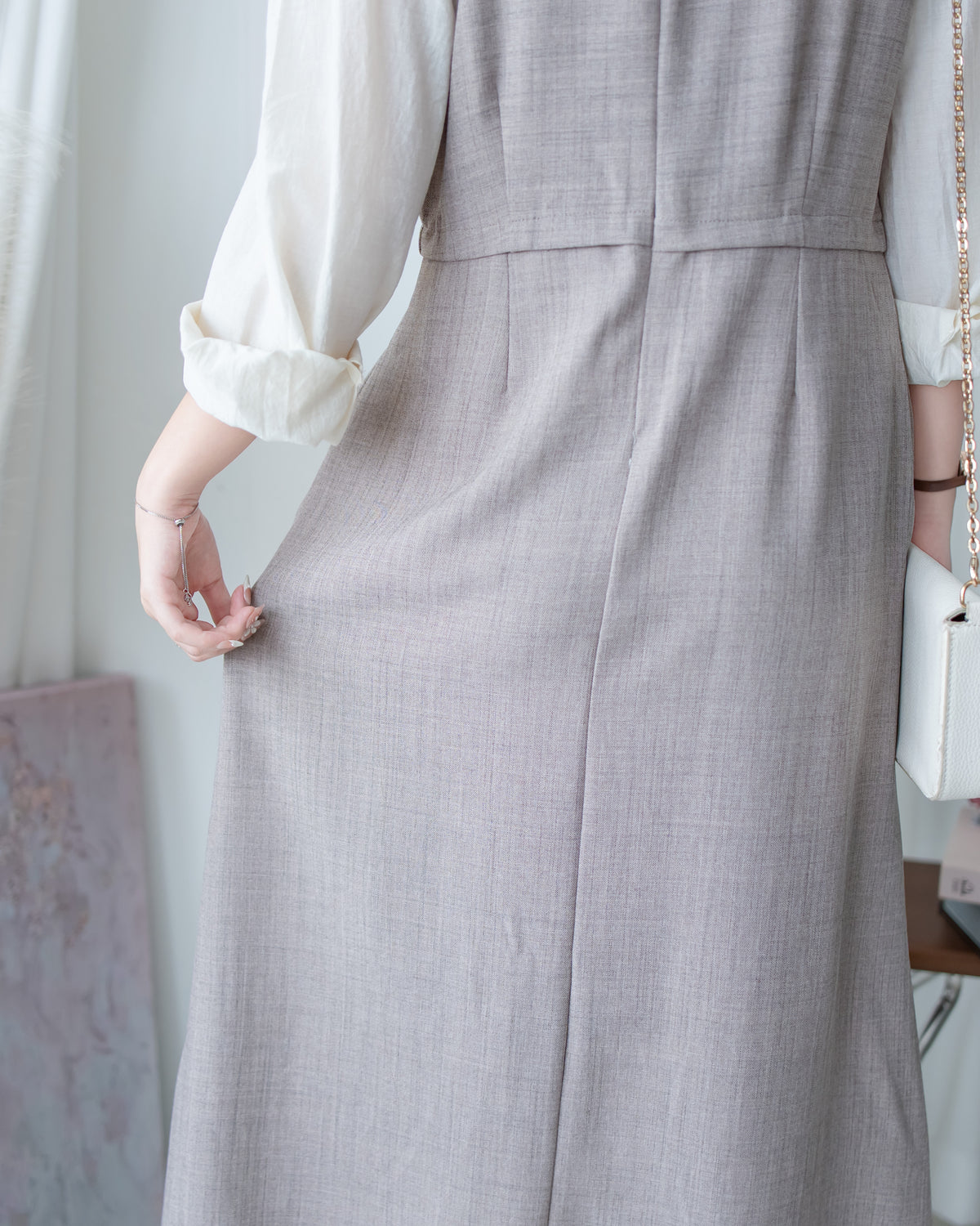 Spliced Mocha Dress 假兩件莫卡拼接恤衫連身裙/ DS1179