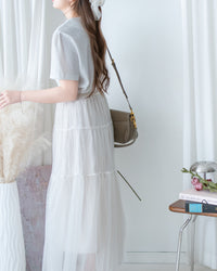 Tulle Skirt 法式細彈性腰線輕紗傘裙/ SK8952