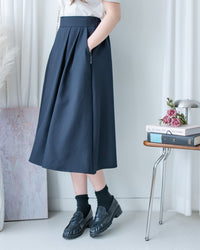 French Pocket Skirt 前褶微挺高腰口袋傘裙/ SK8951