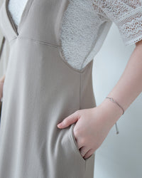 Vest Dress 法式V形粗帶彈性傘形連身裙/ DS1178